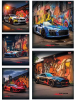 Тетрадь А5 48л кл. Проф-Пресс "Авто на фоне граффити - 1" белизна 82%