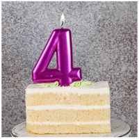Свеча-цифра "4" Ярко-розовая 8см.