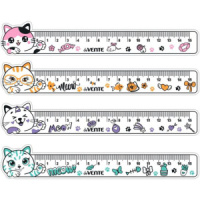 Линейка пластиковая "deVENTE. CAT" гибкая, формованная, 15 см, с запечаткой на корпусе,