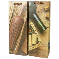 Пакет подар. бумажн. 12*34*10см(под бутылку) 210 гр/м "Мужской стиль" 4 дизайна ассорти в уп.