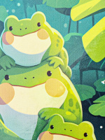 Блокнот А7 7БЦ  48л "Семейство лягушек" клетка, глянц.лам.