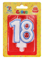 Свеча-цифра "Даты. 18" синяя