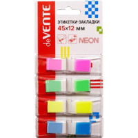 Закладки с липким краем (45*12мм) 4цв, по 50л.,  Z-сложение блистер, НЕОН