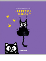 Тетрадь А5 48л кл. Проф-Пресс "Черно-белый кот - 2" лен, белизна 100%