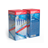 Ручка шар. ЕК R-301 1,0мм CLASSIC синяя, прозр.пласт.корп.