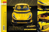 Альбом А4 24л гребень "YELLOWsupercar", перфорация на отрыв, метал.картон, выб.лак., пл. 100 гр/м