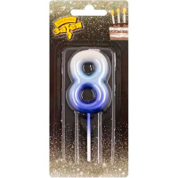 Свеча-цифра "8" Омбре голуб/синий, 6см.