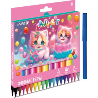 Фломастеры  18цв "deVENTE. Candy Cat", вент.колпачок , карт. упак