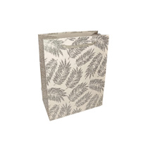 Пакет подар. бумажн. 26*32*12 см 210 гр/м2 Листья серебро