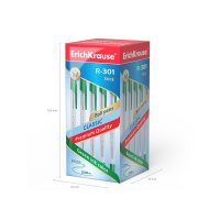 Ручка шар. ЕК R-301 1,0мм CLASSIC зелёная, прозр.пласт.корп.