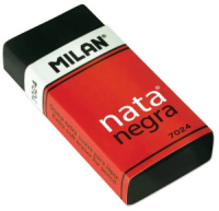 Ластик MILAN "7024" прямоугольный, синтетический каучук, картонный держатель, черный
