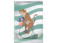 Блокнот А5  80л гребень "Тигр и девочка" клетка, жёстк.подложка, твин лак., фольга