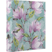 Регистратор А4  75мм  Flowers,  картон , бирюзовый