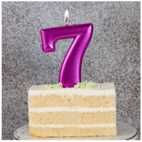 Свеча-цифра "7" Ярко-розовая 8см.