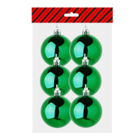 Набор елочных шаров  6 см, 6 шт., зеленый, пластик