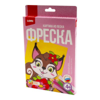 Аппликация из песка "Белочка с цветком" А5 4+