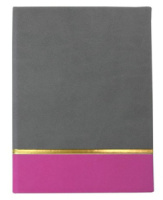 Записная книжка А6  80л. тв.пер., кожзам. "Серый/розовый"