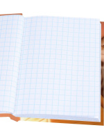 Блокнот А6 7БЦ  48л "Девушка и котенок" клетка, глянц.лам., лен