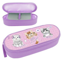 Пенал-косметичка с откид.планкой (210*85*50) молния, ткань "Обнимяу"