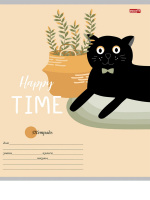 Тетрадь А5 24л лин. Проф-Пресс "Счастливый черный кот" 5 диз.в спайке, белизна 100%