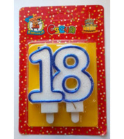 Свеча-цифра "Даты. 18" синяя