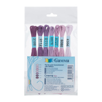 Набор ниток мулине "Gamma" 100% хлопок, 8м , СПЕКТР сиреневый, 7 шт