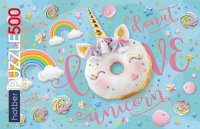 Пазлы  500 элементов  480*330мм. "LUX. Sweet unicorn" мат.лам., 3Dфольга, Premium
