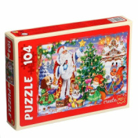 Пазлы 104 элементов "В гостях у Дедушки Мороза"