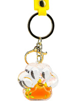 Брелок "Лапка кота" ПВХ жидкий центр 5*4см