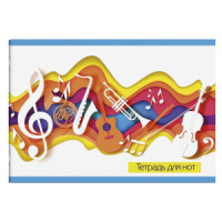 Тетрадь для нот А4,  16л. "Музыкальные инструменты", горизонтальная