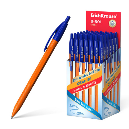 Ручка шар. ЕК R-301 0.7мм MATIC ORANGE автомат, синяя