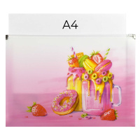 Конверт на молнии А4  Фруктовые милкшейки, 32,7*23,5*3,8см