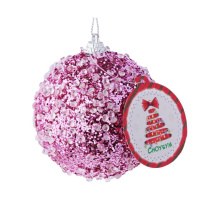 Подвесное украшение  8см "Ассорти" пластик, с обсыпным декором, розовый, 8 дизайнов