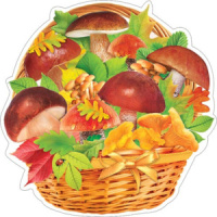 Украшение на скотче 26*26см "Корзина с грибами" блёстки