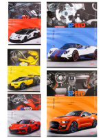 Тетрадь А5 12л косая лин. Проф-Пресс "Стремительные автомобили", 5 диз.в спайке*