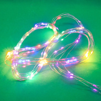Гирлянда на батарейках 1м 10LED нитка росы, мультицвет, питание  2*CR2032