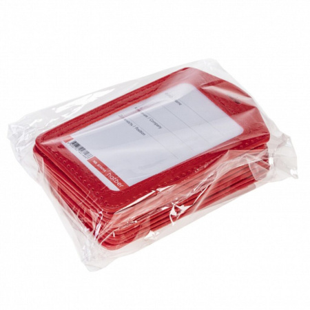 Бейдж 72*112 мм. экокожа, вертикальный, красный