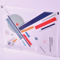 Конверт на молнии 320*245мм ПВХ 170мкм, Geometry,  рисунком, с расширением