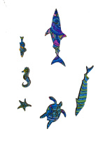 Пазлы фигурные 92 элемента 2шт 168*80мм, 260*120мм "Дельфины"