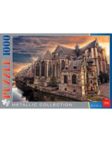 Пазлы 1000 элементов  450*680мм.  "Собор в Генте" металлик