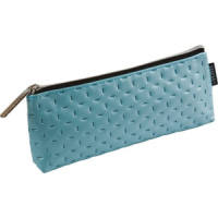 Пенал-косметичка (210*80*35) молния, кожзам "Icon", треугольный, бирюзовый металлик