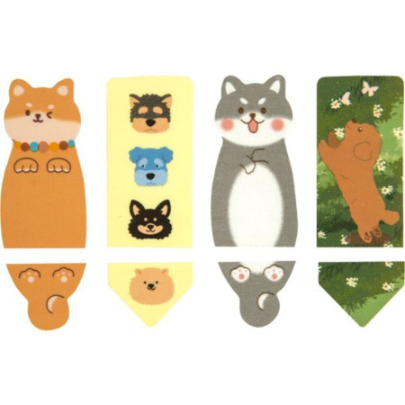 Закладки с липким краем (55*20мм)  20л., Shiba ,пластиковые полупрозр.