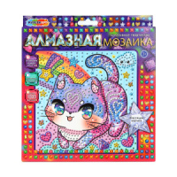 Мозаика алмазная на картоне 20*20см "Радужный котик"