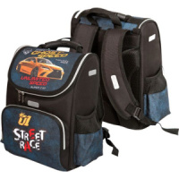 Ранец школьный 34*27*20см  Attomex. Lite. Street Race, полиэстер, 1 отд на молн., 3 карм, светоотр.