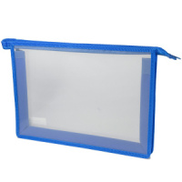 Папка  для тетрадей  А4 молния сверху  Офис б/цв Синяя