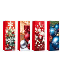 Пакет подар. бум. новогодн. (под бутылку) 36*12,8*8,4 см 210 гр/м2 "Праздник" микс дизайнов
