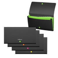 Папка 12 отд. на кнопке 260*138мм Matt Classic, check size, зеленый