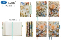 Записная книжка А6  80л. 7БЦ "Цветы бабочки" кл., резинки для ручек, ляссе