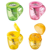 Точилка пласт. 1отв., с контейнером, ассорти