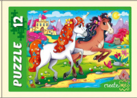 Пазлы   12 элементов  175*130мм. "Чудесные единороги" 4 дизайна